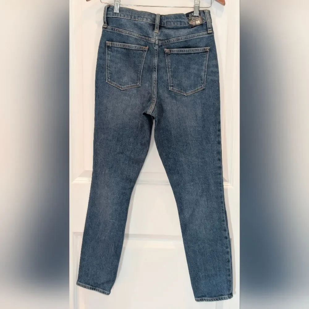 NWT J.Crew High-Rise Skinny Ankle Jeans 25 Button Fly Ripped Dark Wash Indie - Picture 3 of 11
